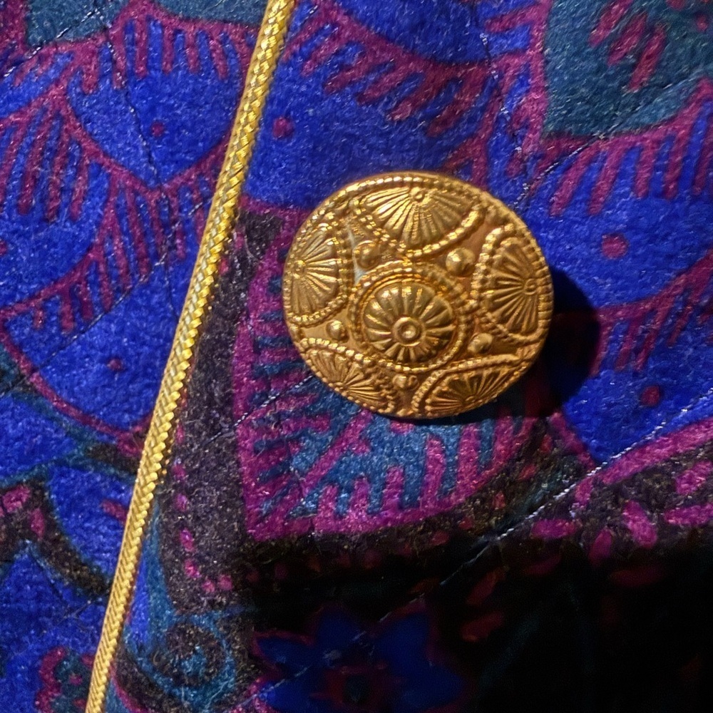 Vintage Starfire Cropped Brocade Jacket Siz 10 Jewel Tone 80s Statement Blazer - Picture 5 of 8